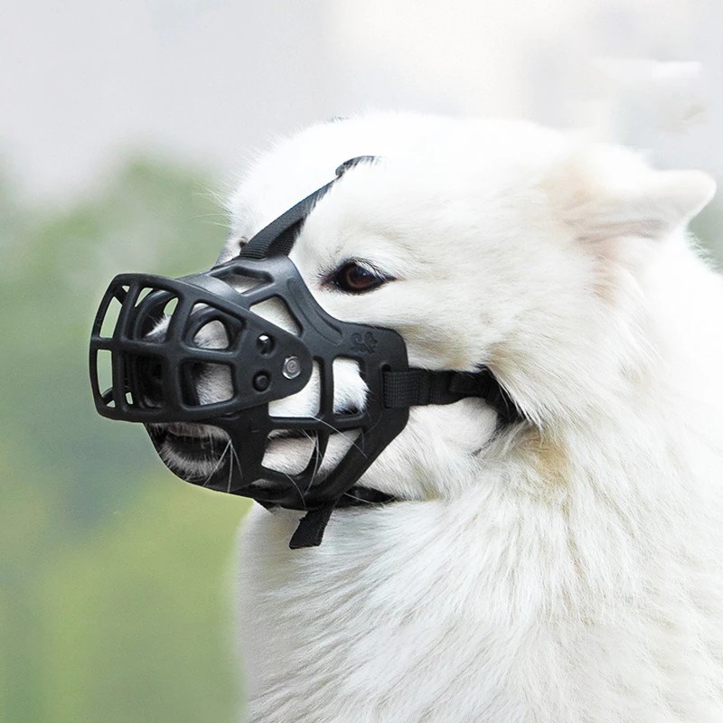 Dog Muzzle Silicone - Máscara Anti-Mordida Ajustável para Cães, Máscara