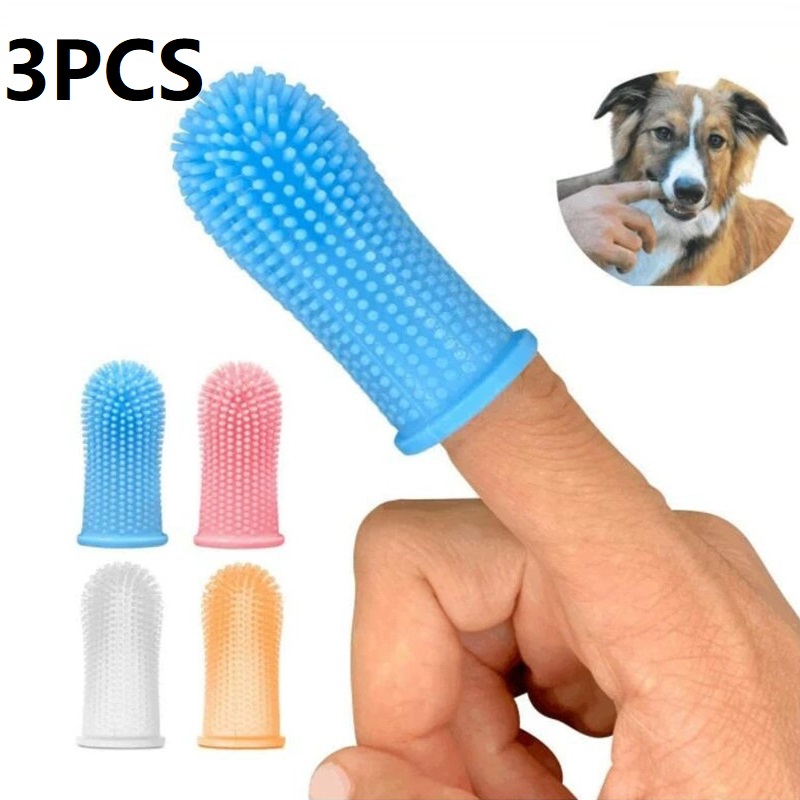 Dog Muzzle Silicone - 3 pçs limpeza dental dentes do